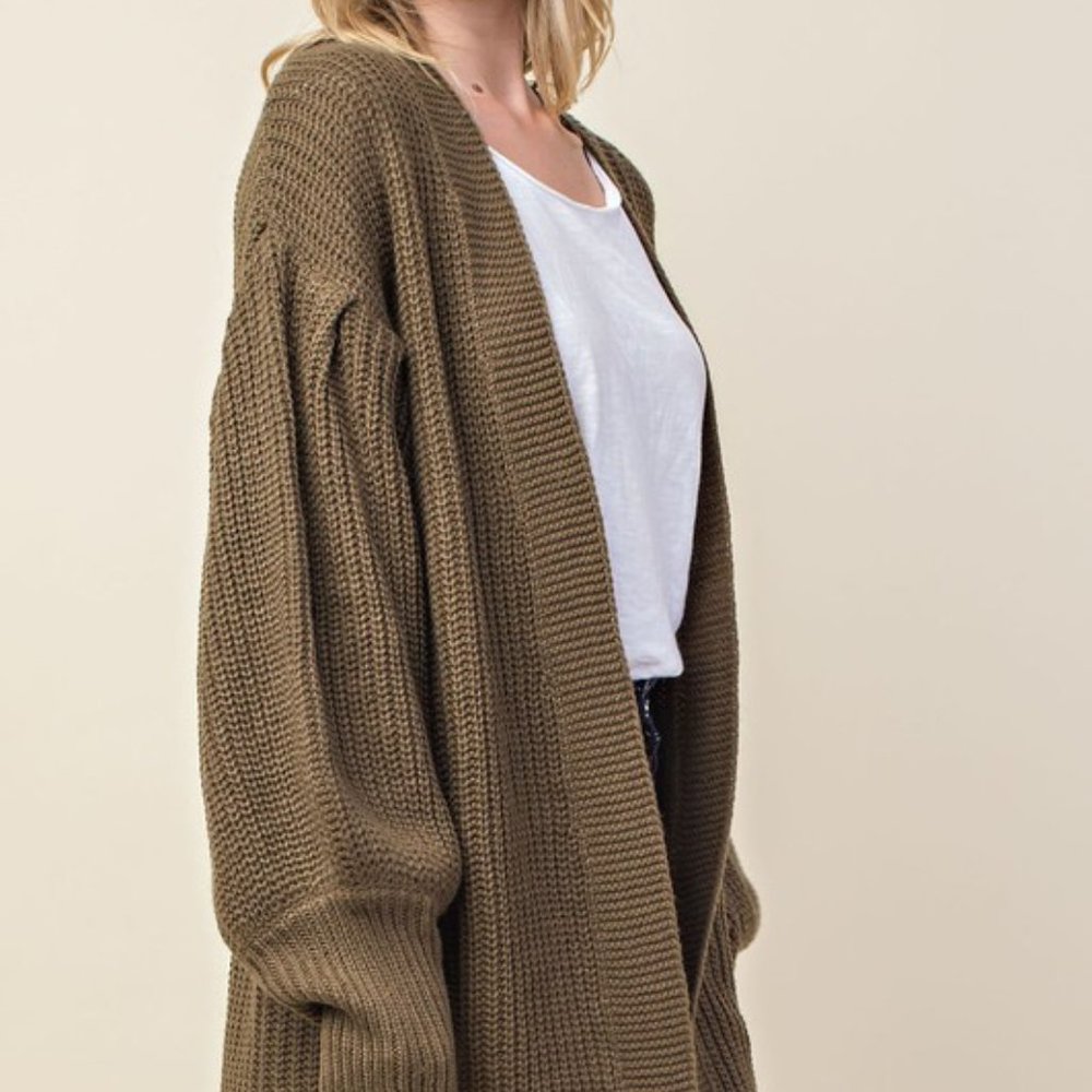 Bubble Sleeve Sweater Cardigan - Picture 4 of 5